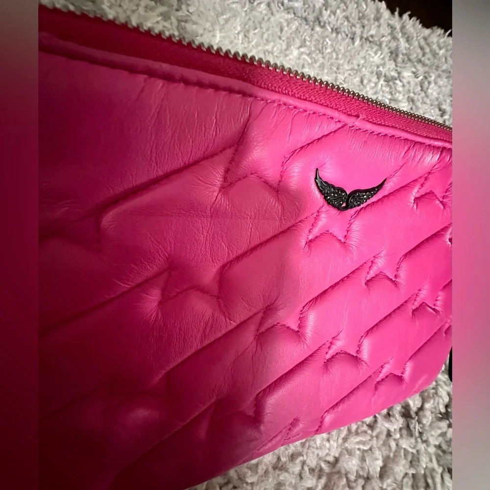 ‼️RARE‼️🎸Zadig & Voltaire🎸🔥NWOT🔥Uma Wing Quilted Leather Wristlet/Clutch in Pink - Picture 15 of 15